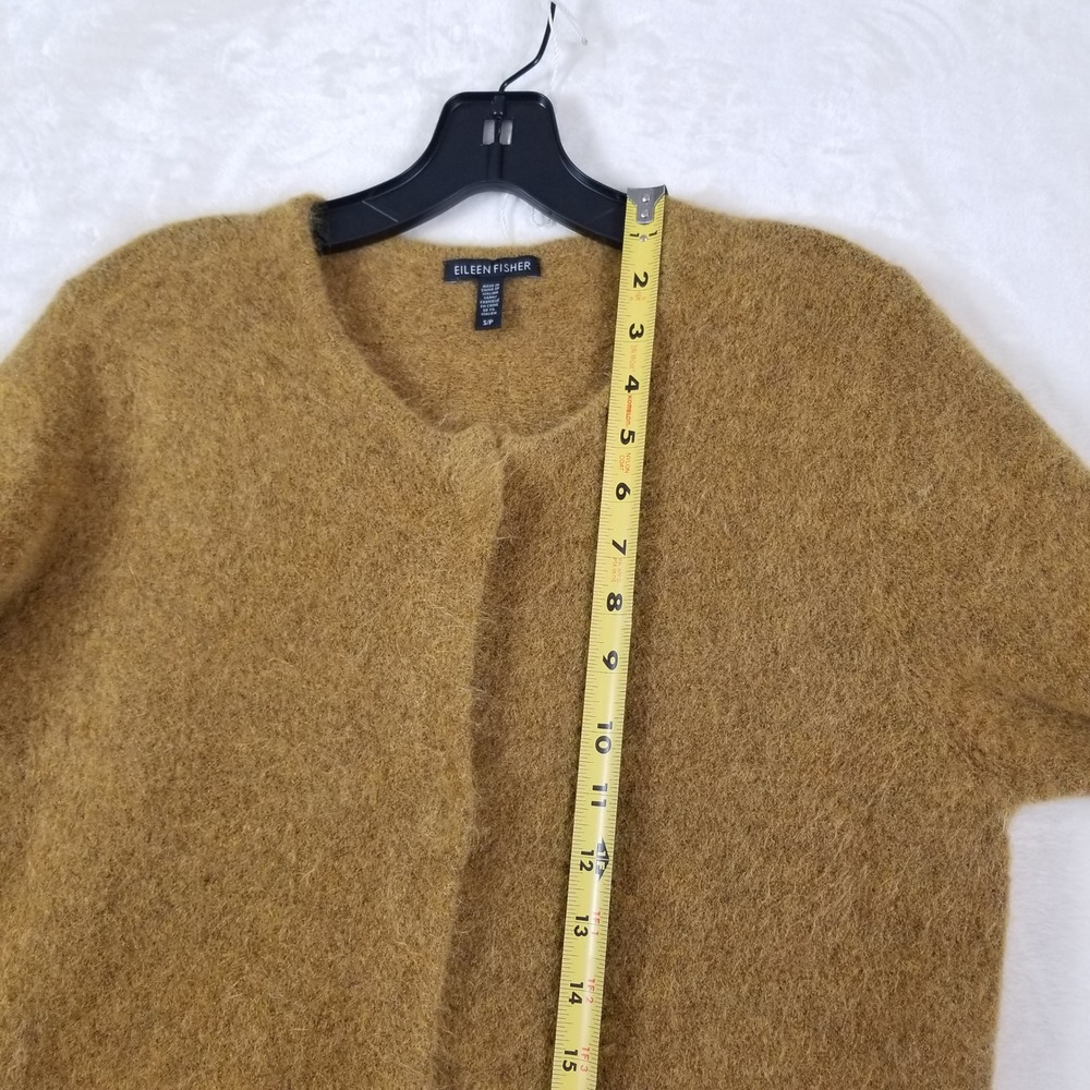 Eileen Fisher Mohair Wool Blend Long Cardigan Sweater Mustard Yellow Ochre Small - Picture 7 of 7